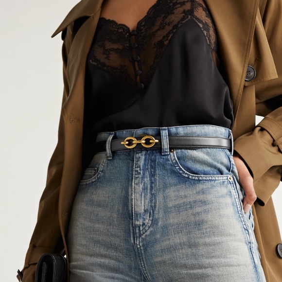 Saint Laurent Accessories - SOLD - Saint Laurent Chain-Embellished Leather Belt